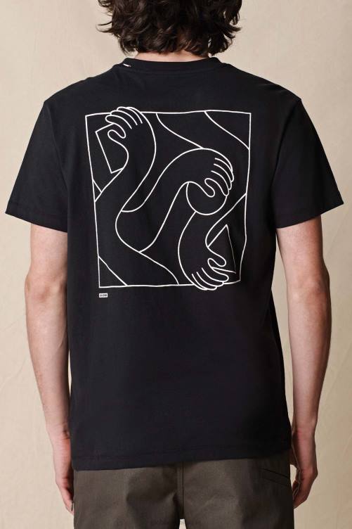 noir Globe Brand piles sur le tee V20N302